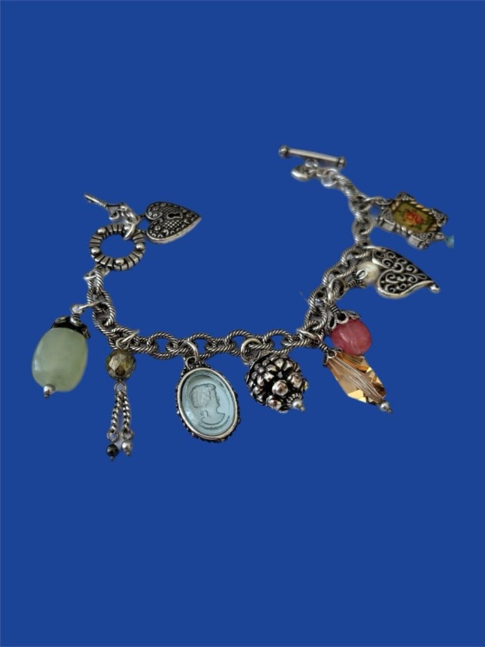 Brighton Bella Vita Rose Heart Charm Bracelet Retired Vintage. Brighton Pouch